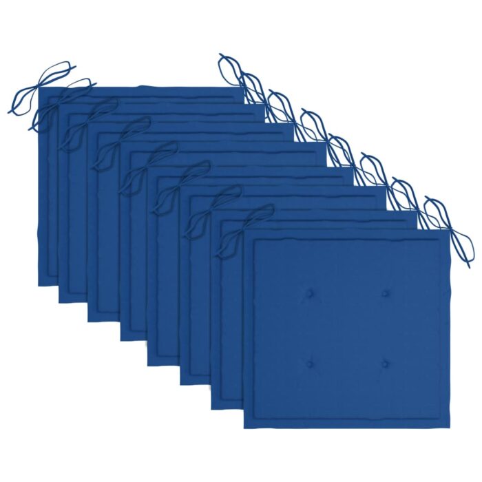 Chaises de jardin empilables avec coussins lot de 8 Teck solide – Image 6