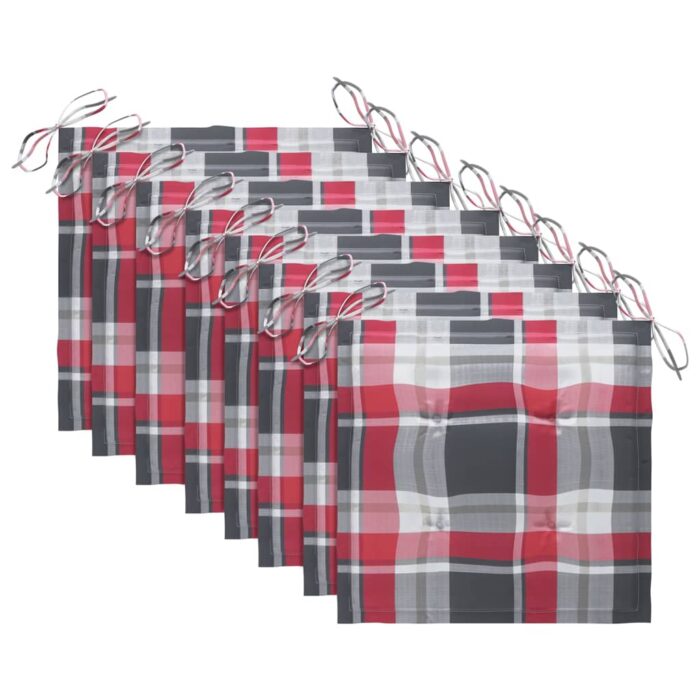 Chaises de jardin empilables avec coussins lot de 8 Teck solide – Image 6