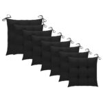 Chaises de jardin empilables avec coussins lot de 8 Teck solide – Image 6