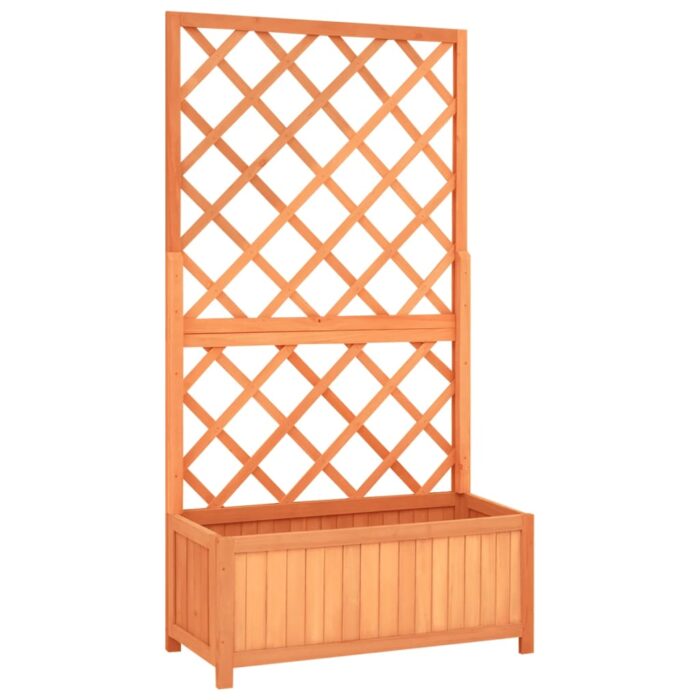 Jardinière à treillis jardin Marron 70x30x135 cm Bois de sapin – Image 1