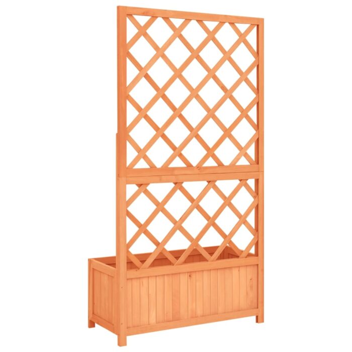 Jardinière à treillis jardin Marron 70x30x135 cm Bois de sapin – Image 3
