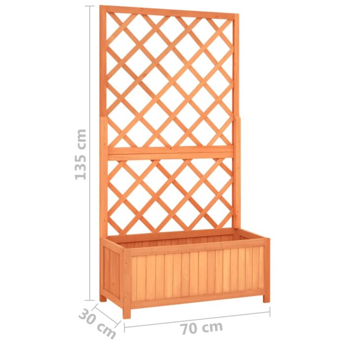 Jardinière à treillis jardin Marron 70x30x135 cm Bois de sapin – Image 6