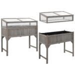 Lit surélevé avec serre 110x54x120 cm Bois de sapin massif – Image 4