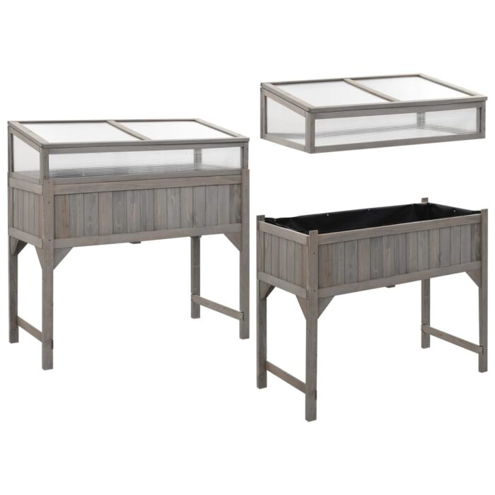 Lit surélevé avec serre 110x54x120 cm Bois de sapin massif – Image 4