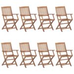 Chaises pliables d'extérieur lot de 8 Bois d'acacia solide