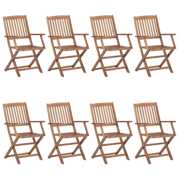 Chaises pliables d'extérieur lot de 8 Bois d'acacia solide – Image 1
