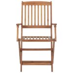 Chaises pliables de jardin lot de 6 avec coussins Bois d'acacia – Image 7