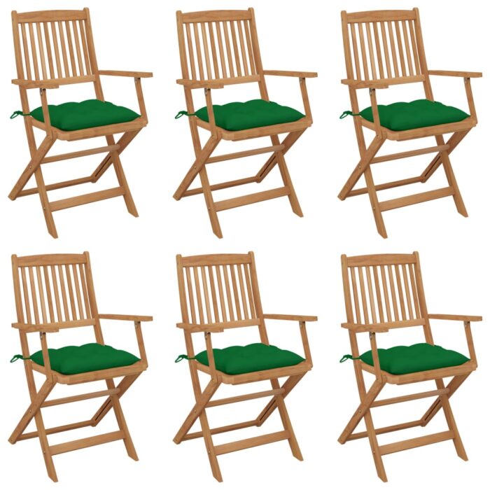 VXL8720286459423_a_en_hd_1.jpg Chaises pliables de jardin lot de 6 avec coussins Bois d'acacia – Image 1