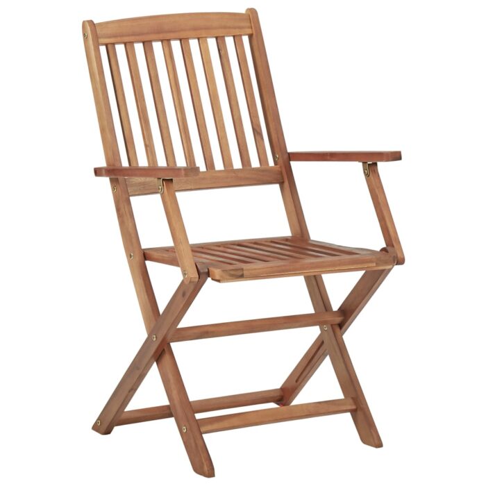 Chaises pliables de jardin lot de 6 avec coussins Bois d'acacia – Image 3