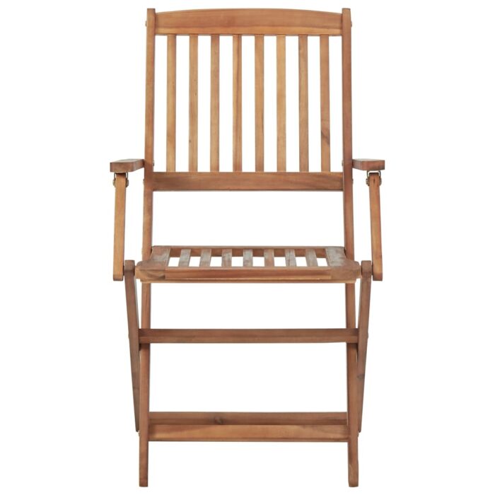 Chaises pliables de jardin lot de 6 avec coussins Bois d'acacia – Image 4