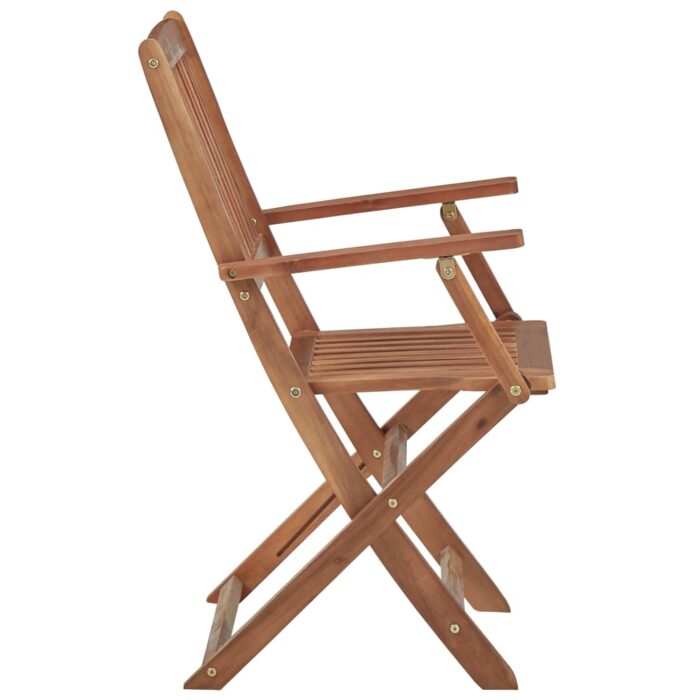 Chaises pliables de jardin lot de 6 avec coussins Bois d'acacia – Image 5