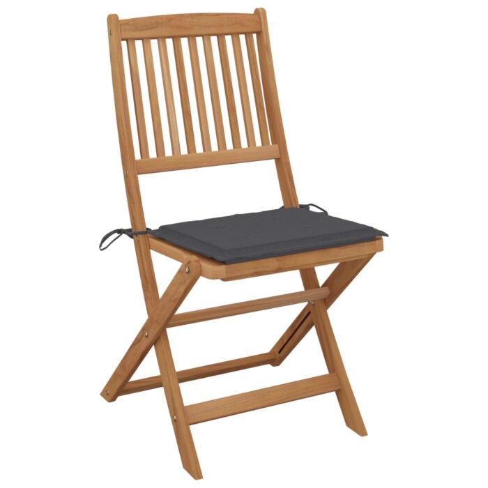 Chaises pliables de jardin lot de 6 avec coussins Bois d'acacia – Image 2