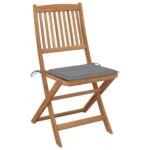 Chaises pliables de jardin lot de 6 avec coussins Bois d'acacia – Image 2