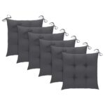 Chaises pliables de jardin lot de 6 avec coussins Bois d'acacia – Image 8