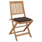 Chaises pliables de jardin lot de 6 avec coussins Bois d'acacia – Image 2