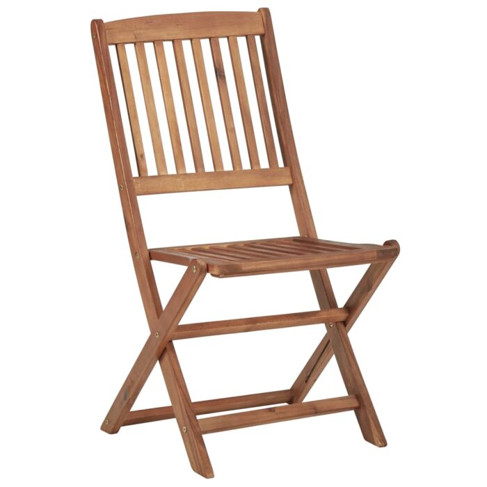 Chaises pliables de jardin lot de 8 avec coussins Bois d'acacia – Image 3