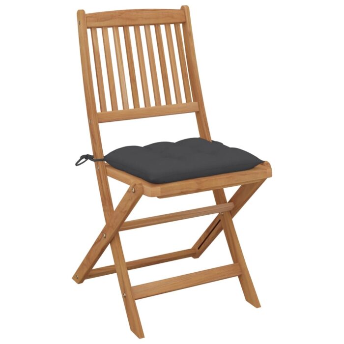 Chaises pliables de jardin lot de 8 avec coussins Bois d'acacia – Image 2