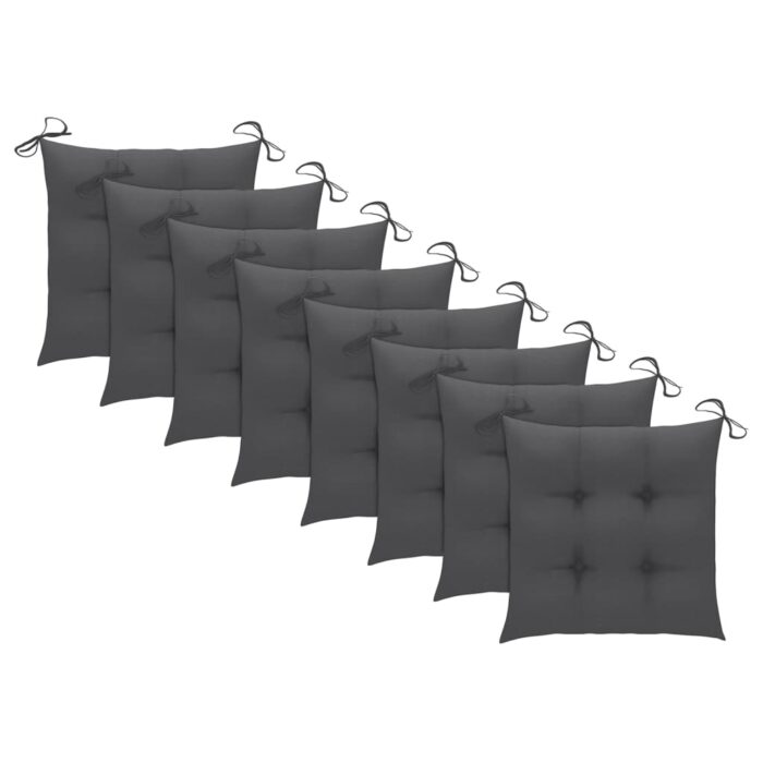 Chaises pliables de jardin lot de 8 avec coussins Bois d'acacia – Image 8
