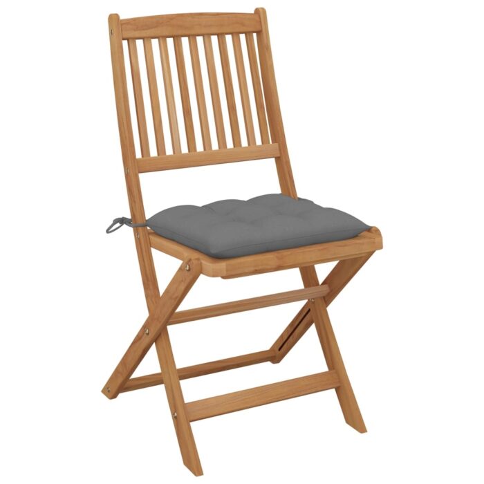 Chaises pliables de jardin lot de 8 avec coussins Bois d'acacia – Image 2