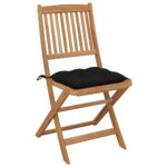 Chaises pliables de jardin lot de 8 avec coussins Bois d'acacia – Image 2