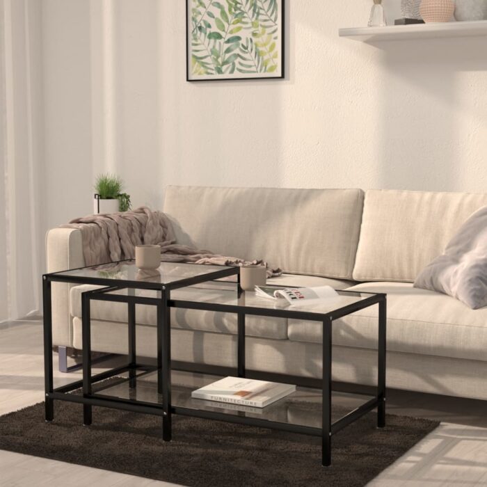 Tables à thé 2 pcs Verre trempé Transparent – Image 1