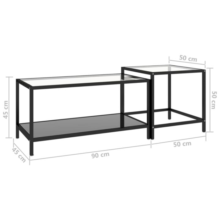 Tables à thé 2 pcs Verre trempé Noir – Image 7