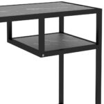 Bureau d'ordinateur Marbre noir 100x36x74 cm Verre trempé – Image 3