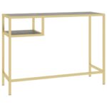 Bureau d'ordinateur Marbre noir 100x36x74 cm Verre trempé – Image 3