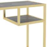Bureau d'ordinateur Marbre noir 100x36x74 cm Verre trempé – Image 4