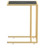 Table d'appoint ordinateur Marbre noir 50x35x65 cm Verre trempé – Image 2