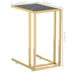 Table d'appoint ordinateur Marbre noir 50x35x65 cm Verre trempé – Image 5