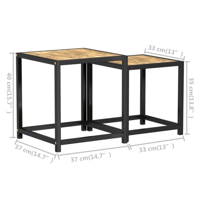Tables à thé 2 pcs MDF Noir et jaune – Image 5