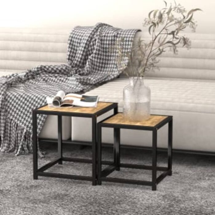 Tables à thé 2 pcs MDF Noir et jaune – Image 1