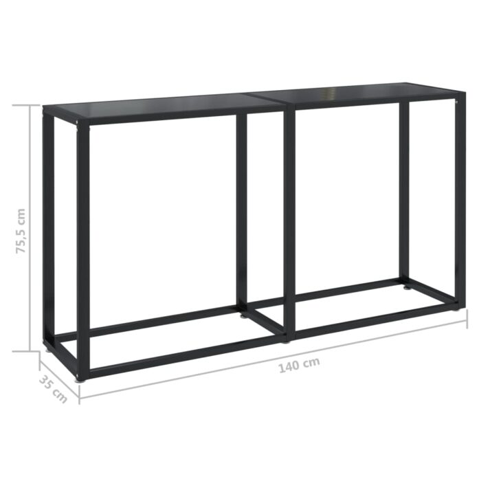 Table console Noir 140x35x75,5 cm Verre trempé – Image 4