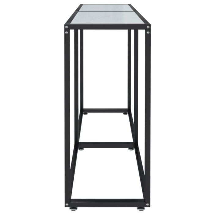Table console Marbre blanc 140x35x75,5 cm Verre trempé – Image 2