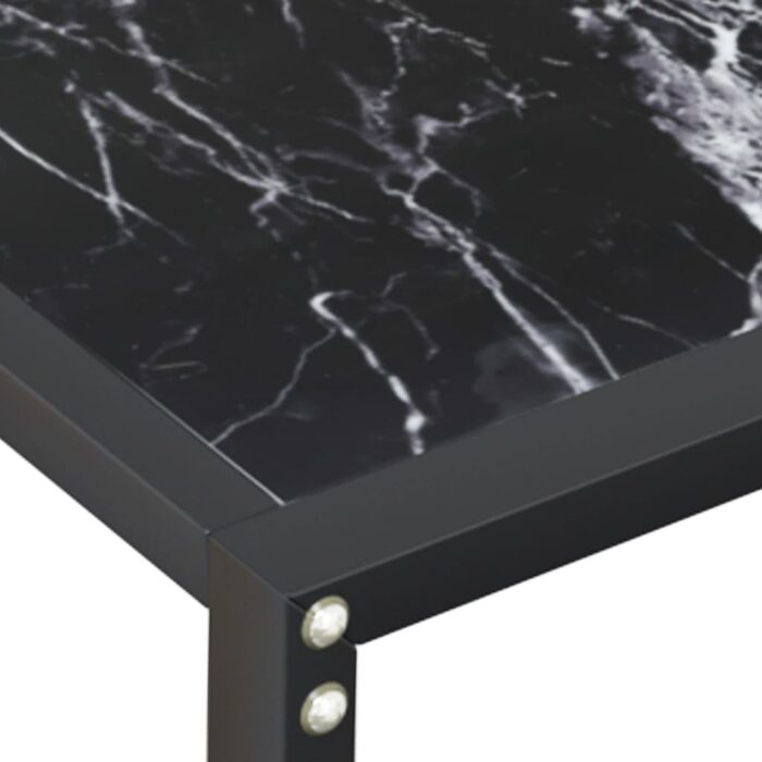 Table console Marbre noir 140x35x75,5 cm Verre trempé – Image 4