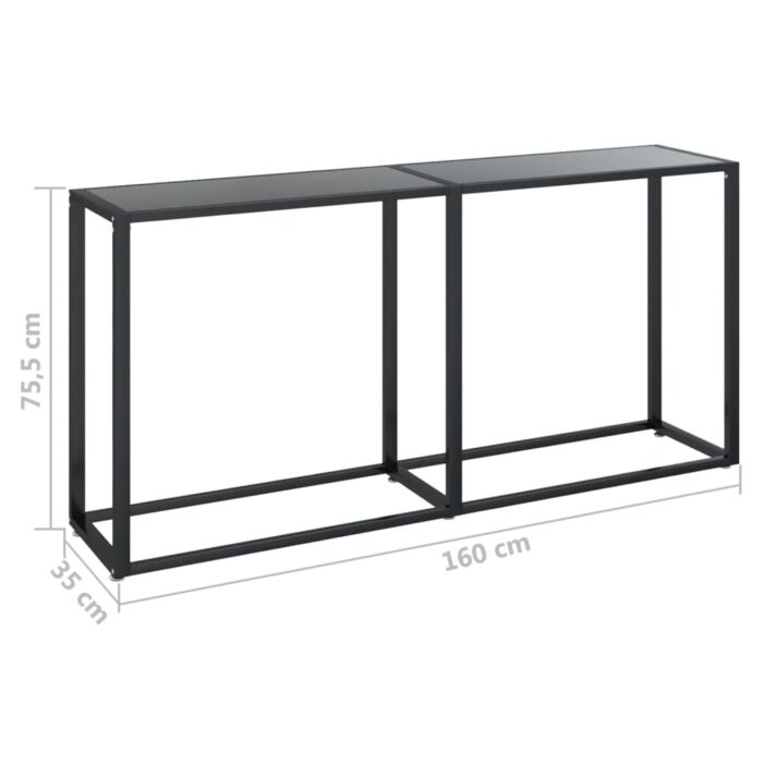 Table console Noir 160x35x75,5 cm Verre trempé – Image 4