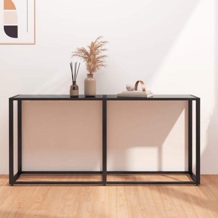 Table console Noir 160x35x75,5 cm Verre trempé – Image 1