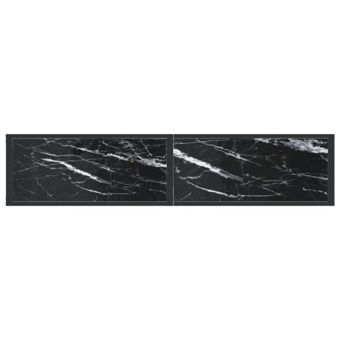 Table console Marbre noir 160x35x75,5 cm Verre trempé – Image 3