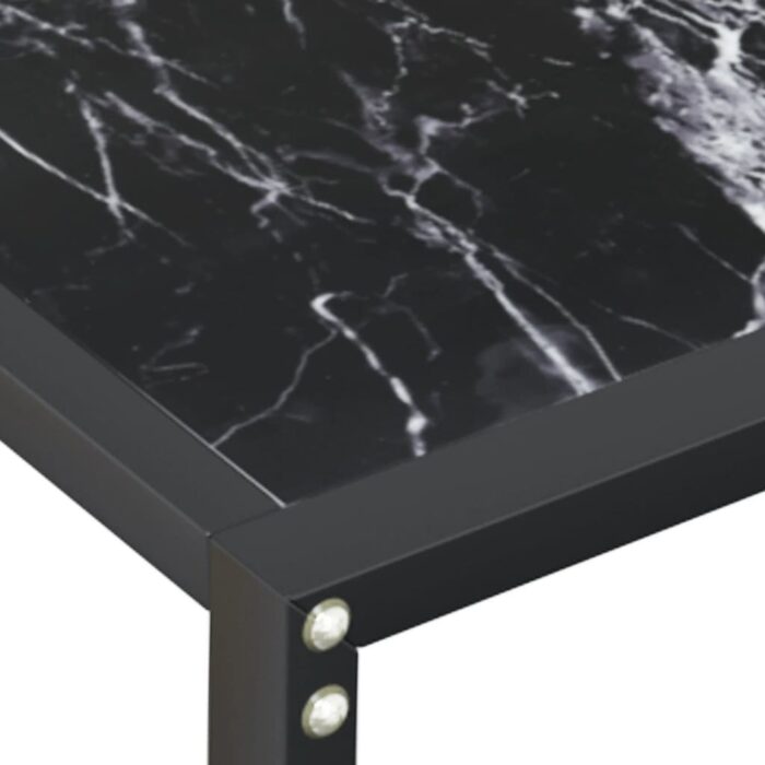 Table console Marbre noir 160x35x75,5 cm Verre trempé – Image 4
