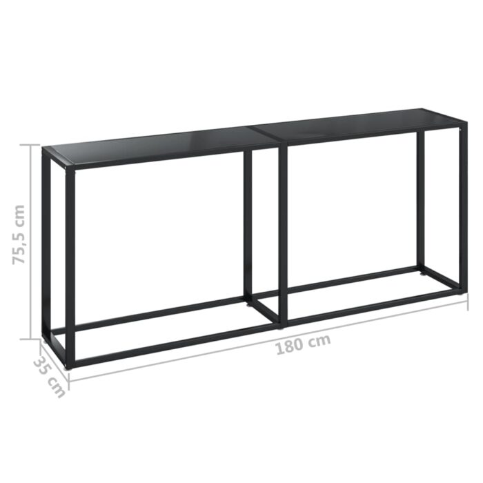 Table console Noir 180x35x75,5 cm Verre trempé – Image 4
