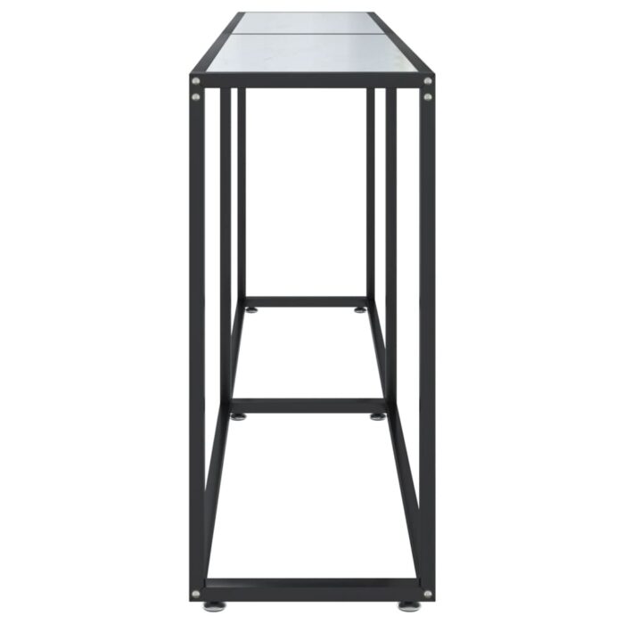 Table console Marbre blanc 180x35x75,5 cm Verre trempé – Image 2