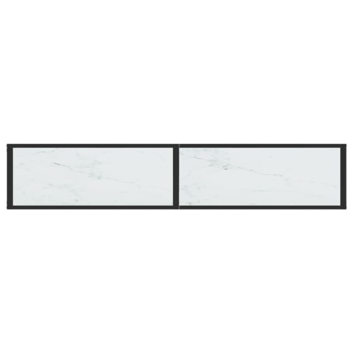 Table console Marbre blanc 180x35x75,5 cm Verre trempé – Image 3