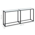 Table console Marbre blanc 180x35x75,5 cm Verre trempé – Image 5
