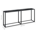 Table console Marbre noir 180x35x75,5 cm Verre trempé – Image 5