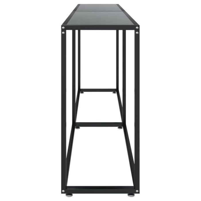 Table console Noir 200x35x75,5 cm Verre trempé – Image 2