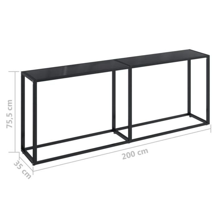 Table console Noir 200x35x75,5 cm Verre trempé – Image 4