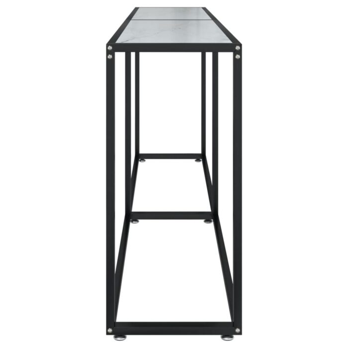 Table console Marbre blanc 200x35x75,5 cm Verre trempé – Image 2