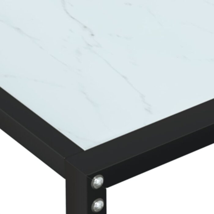 Table console Marbre blanc 200x35x75,5 cm Verre trempé – Image 4