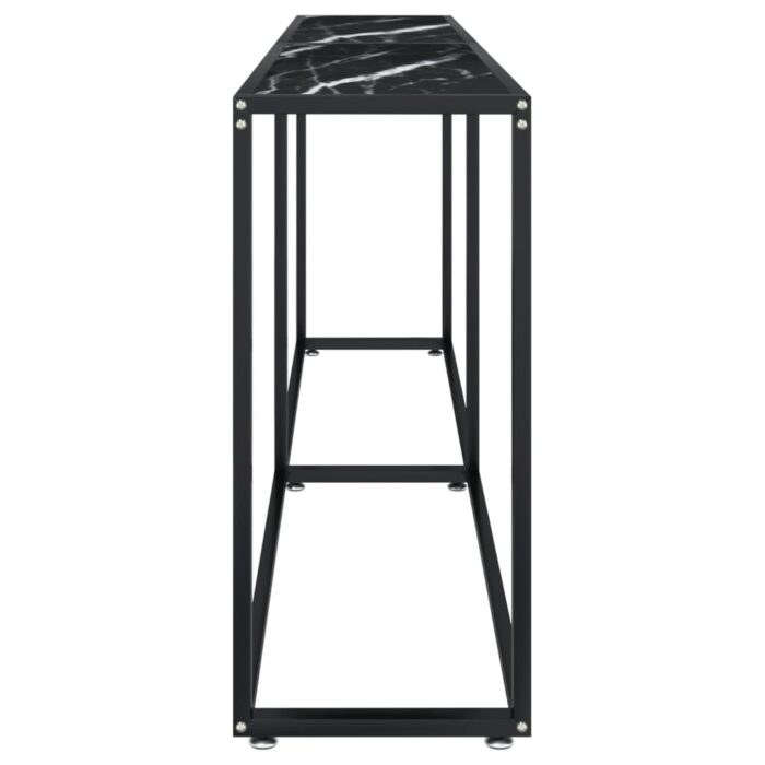 Table console Marbre noir 200x35x75,5 cm Verre trempé – Image 2
